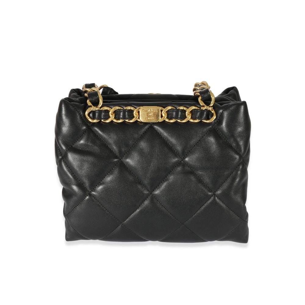 Chanel Black Quilted Lambskin Small Shopping Bag